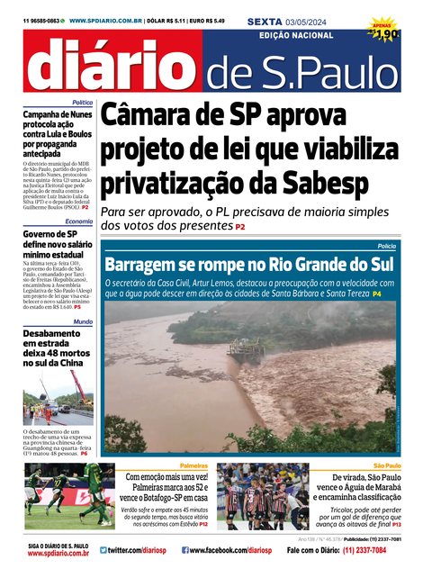 Capa Jornal Jornal Impresso – 03/05/2024